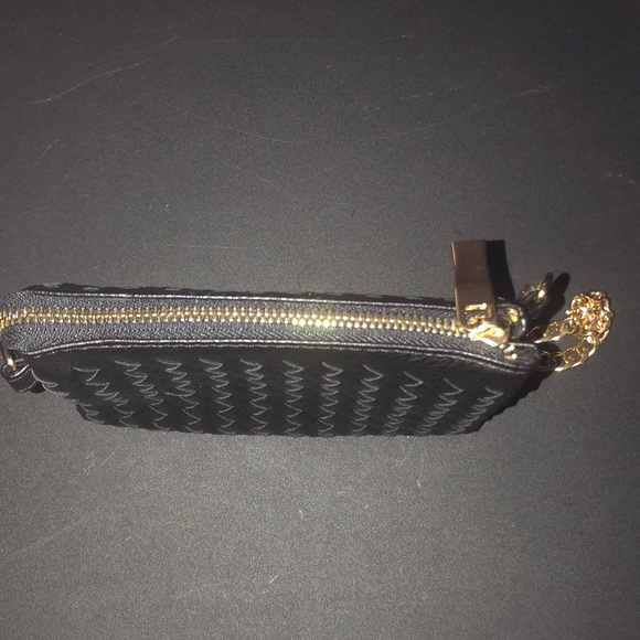 Black rattan with gold chain wristlet purse - Picture 2 of 2